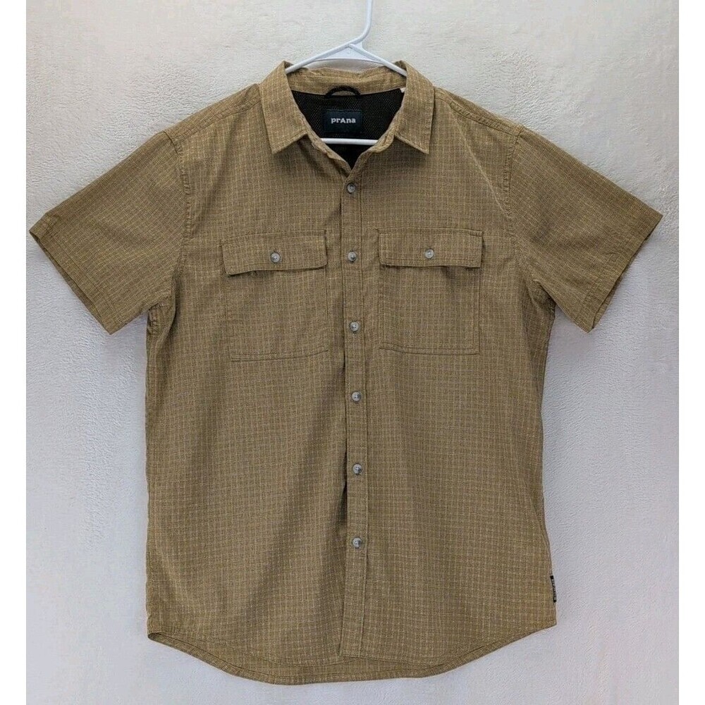 Prana Garvan Vented Short Sleeve Shirt Outdoor Fishing Hiking Men's Sz Medium